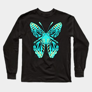 Fantasy Butterfly Green and Yellow Silhouette Long Sleeve T-Shirt